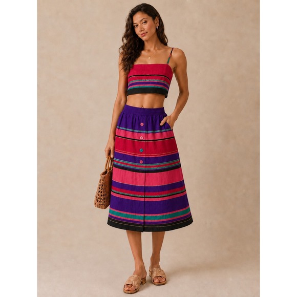 Blue Hawaii for Liberty House Dresses & Skirts - Vintage 80's Blue Hawaii Liberty House Coastal Cruise Stripe 2 Piece Skirt Set L